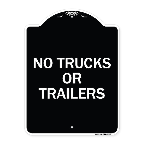 Signmission No Trucks or Trailers Heavy-Gauge Aluminum Architectural Sign, 24" H, BW-1824-23556 A-DES-BW-1824-23556 - main